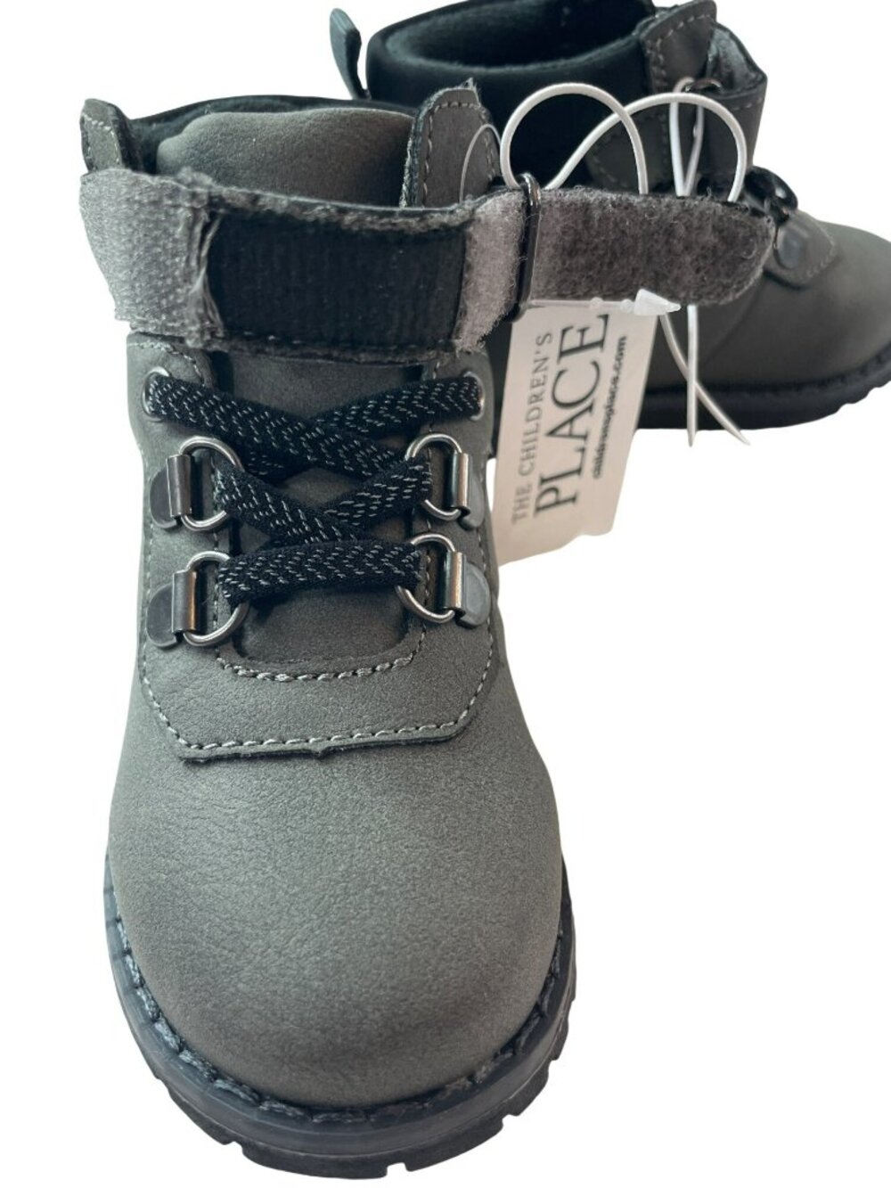 Children's Place Grey Hiking Boots Toddler Size 7 Hook & Loop Strap MSRP$65 NWT - Picture 7 of 9